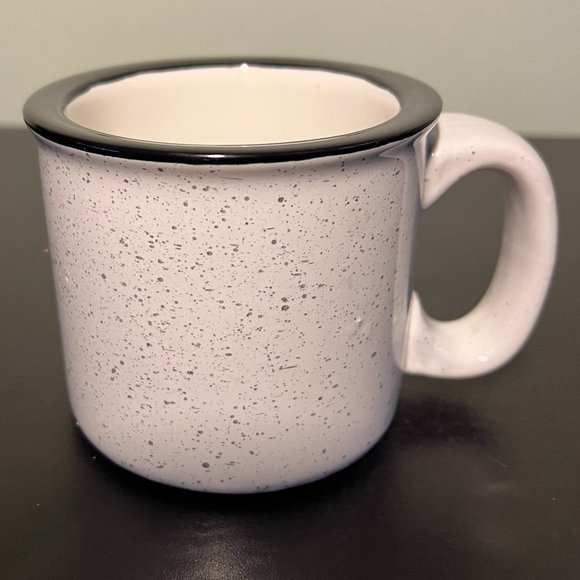 White Stoneware Camping Style Mug  with Black Speckles - Picture 3 of 5